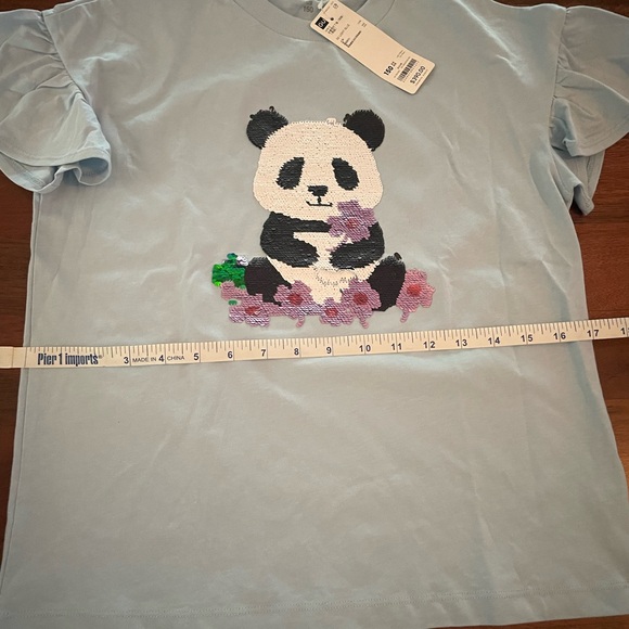 Panda flippy short sleeve ruffle shirt size 12 - Picture 2 of 8
